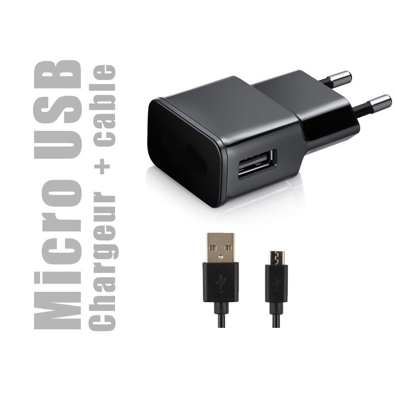 Chargeur secteur et câble micro USB pour smartphones et tablettes