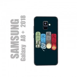 Coque pour Samsung A8 plus 2018 en gel silicone souple et au motif personnages Ghibli, les 4 éléments