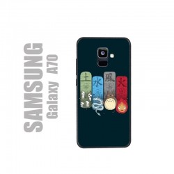 Coque pour Samsung A70 en gel silicone souple et au motif personnages Ghibli, les 4 éléments