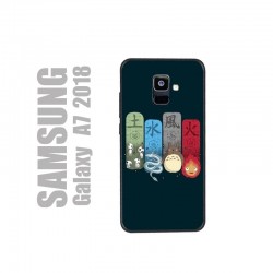Coque pour Samsung A7 2018 en gel silicone souple et au motif personnages Ghibli, les 4 éléments