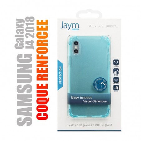 Coque de protection renforcée en gel silicone bleu transparent pour Samsung galaxy J4 2018