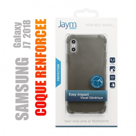 Coque de protection renforcée en gel silicone transparent gris fumé pour Samsung Galaxy J7 2018