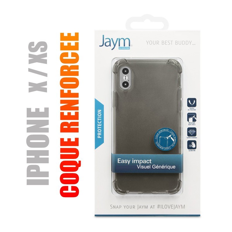 Coque de protection renforcée en gel silicone transparent gris fumé pour iphone X / Xs Coque de protection renforcée en gel silicone transparent gris fumé pour iphone X / Xs