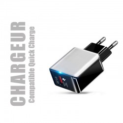 Chargeur secteur compatible Quick Charge pour smartphones et tablettes (vendu seul)