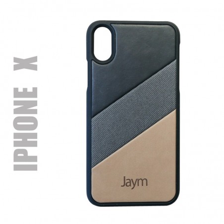 Coque de protection rigide cuir et daim, collection "La French" compatible avec l'iphone X