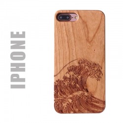 Coque de protection en bois pour iPhone - Gravure estampe Japonaise