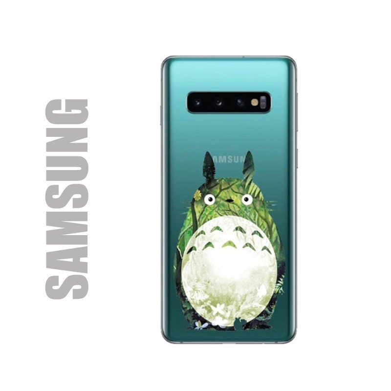 Coque de protection pour smartphones Samsung en gel silicone souple et au motif Totoro forêt