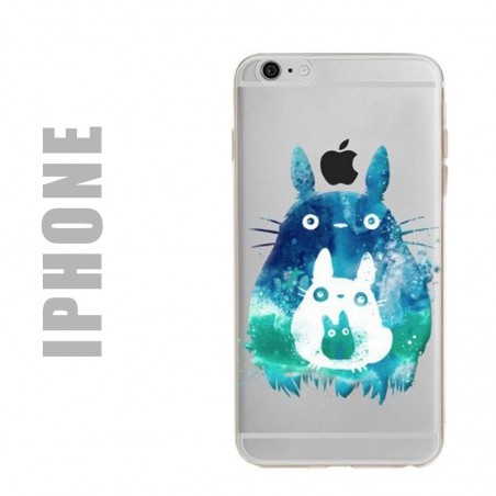 Coque de protection en gel silicone souple pour iPhone - Motif Totoro Splash