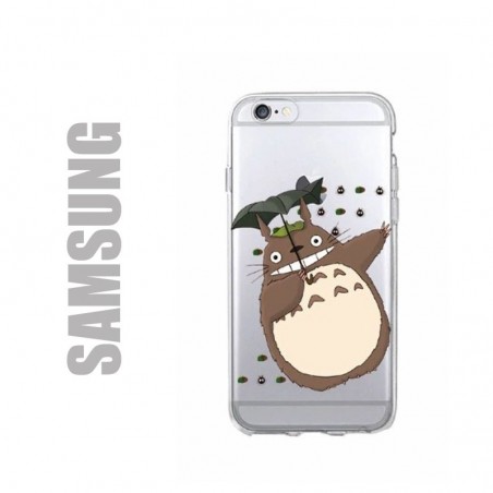 Coque de protection pour smatphones Samsung en gel silicone souple et au motif Totoro et boules de suie